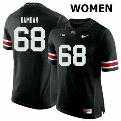 Women's Ohio State Buckeyes #68 Zaid Hamdan Black Nike NCAA College Football Jersey April VQS1644OY
